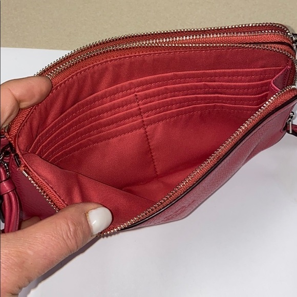 Coach Pink Pebbled Leather Double Wallet Wristlet - Picture 10 of 15